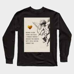 Funny Roses are Red Poem Gothic Valentines Cherub and Gold Heart Long Sleeve T-Shirt